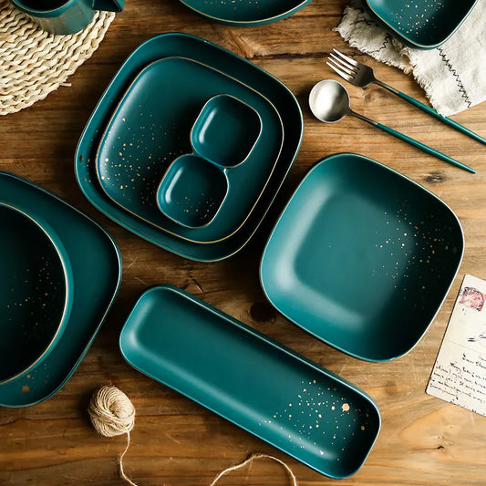 Green Nordic Ceramic Dinnerware Set