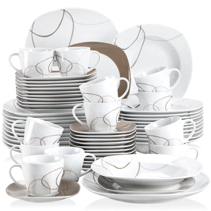 30/60-Piece Porcelain Ceramic Dinner Plate Set
