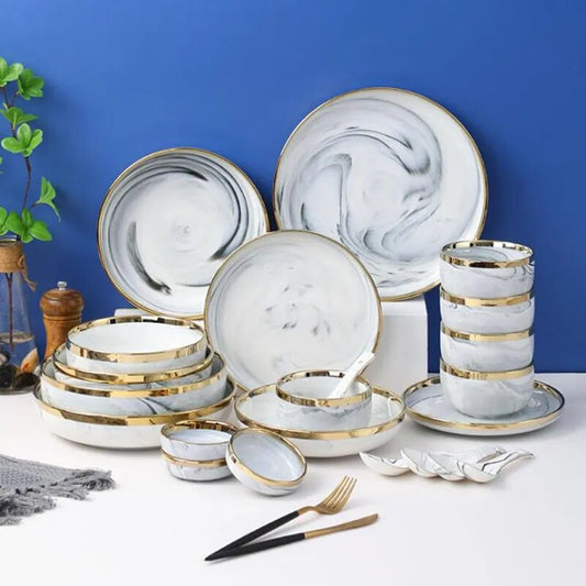 Luxury Porcelain Marble Dinner Tableware