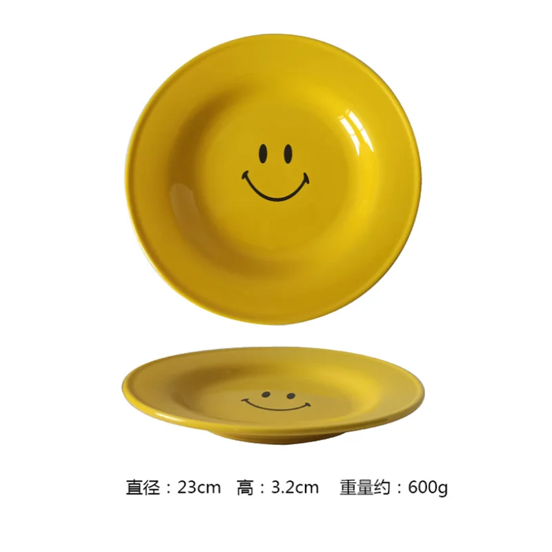 Yellow Smiley Ceramic Tableware Dinnerware Plates And Bowls